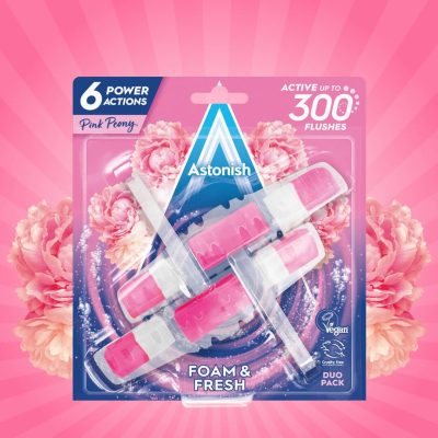 Astonish Foam & Fresh Toilet Blocks Pink Peony 40gms – Twin Pack