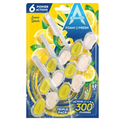 Astonish Foam & Fresh Toilet Blocks Lemon Triple Value Pack