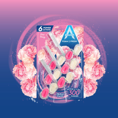 Astonish Foam & Fresh Toilet Blocks Pink Peony Triple Value Pack